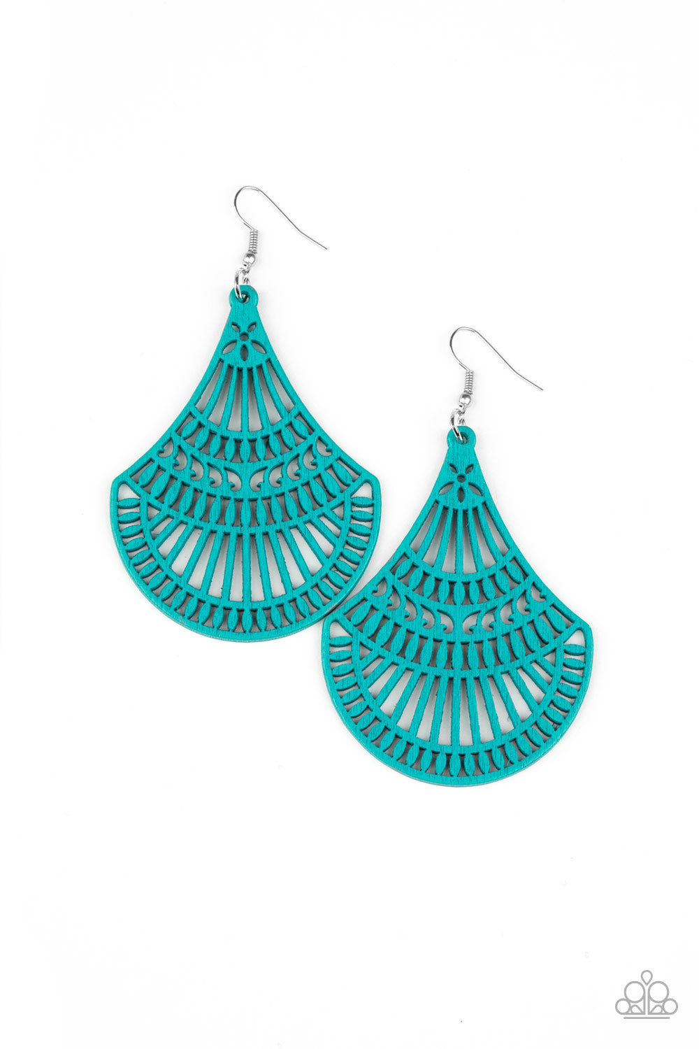 Tropical Tempest Blue Wooden Earring - Paparazzi Accessories
