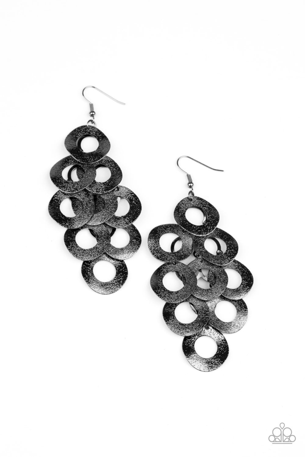 Scattered Shimmer Black Earring - Paparazzi Accessories