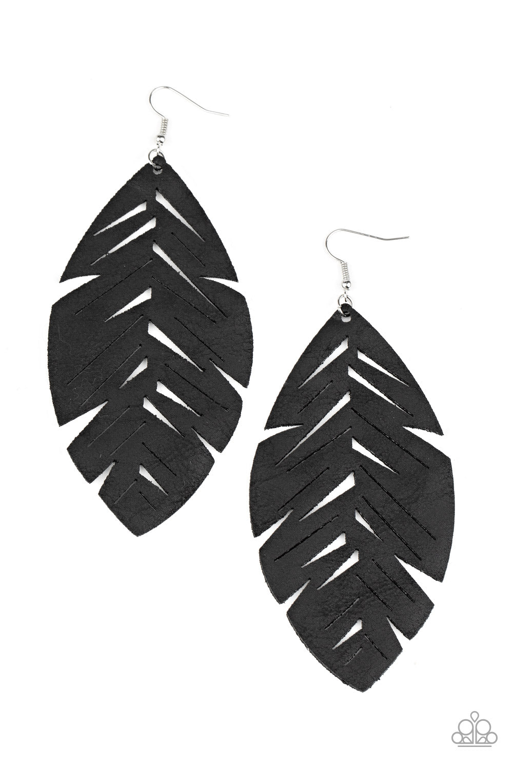 I Want To Fly Black Leather Earring - Paparazzi Accessories