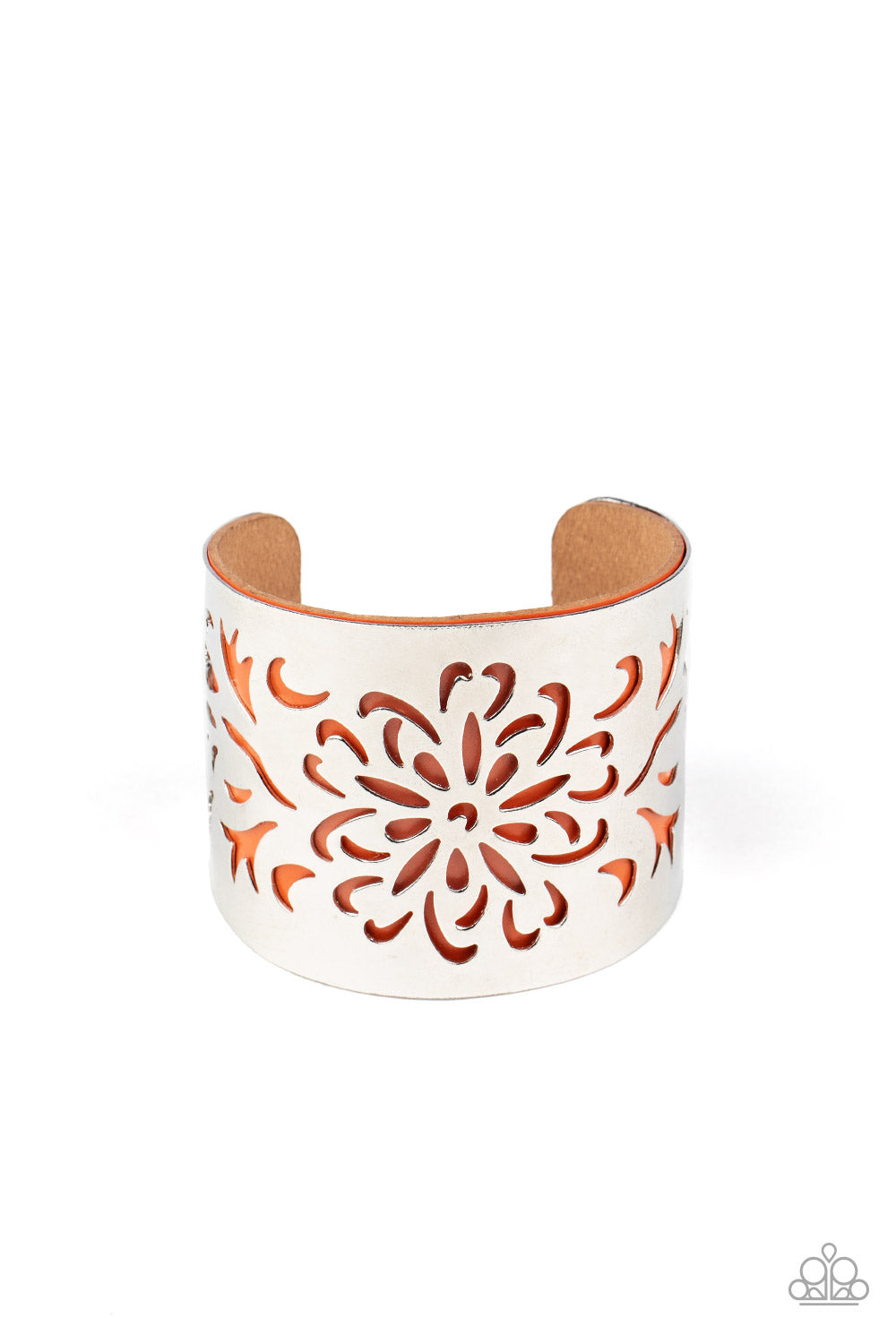 Get Your Bloom On Orange Cuff Bracelet - Paparazzi Accessories