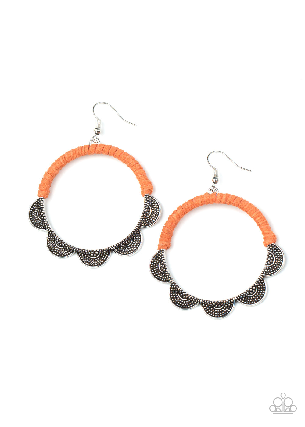 Tambourine Trend Orange Earring - Paparazzi Accessories