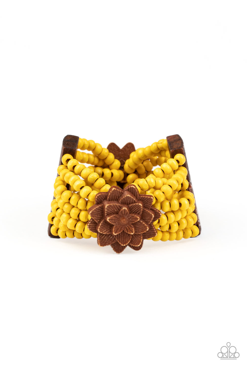Tropical Sanctuary Yellow Wooden Bracelet - Paparazzi Accessories