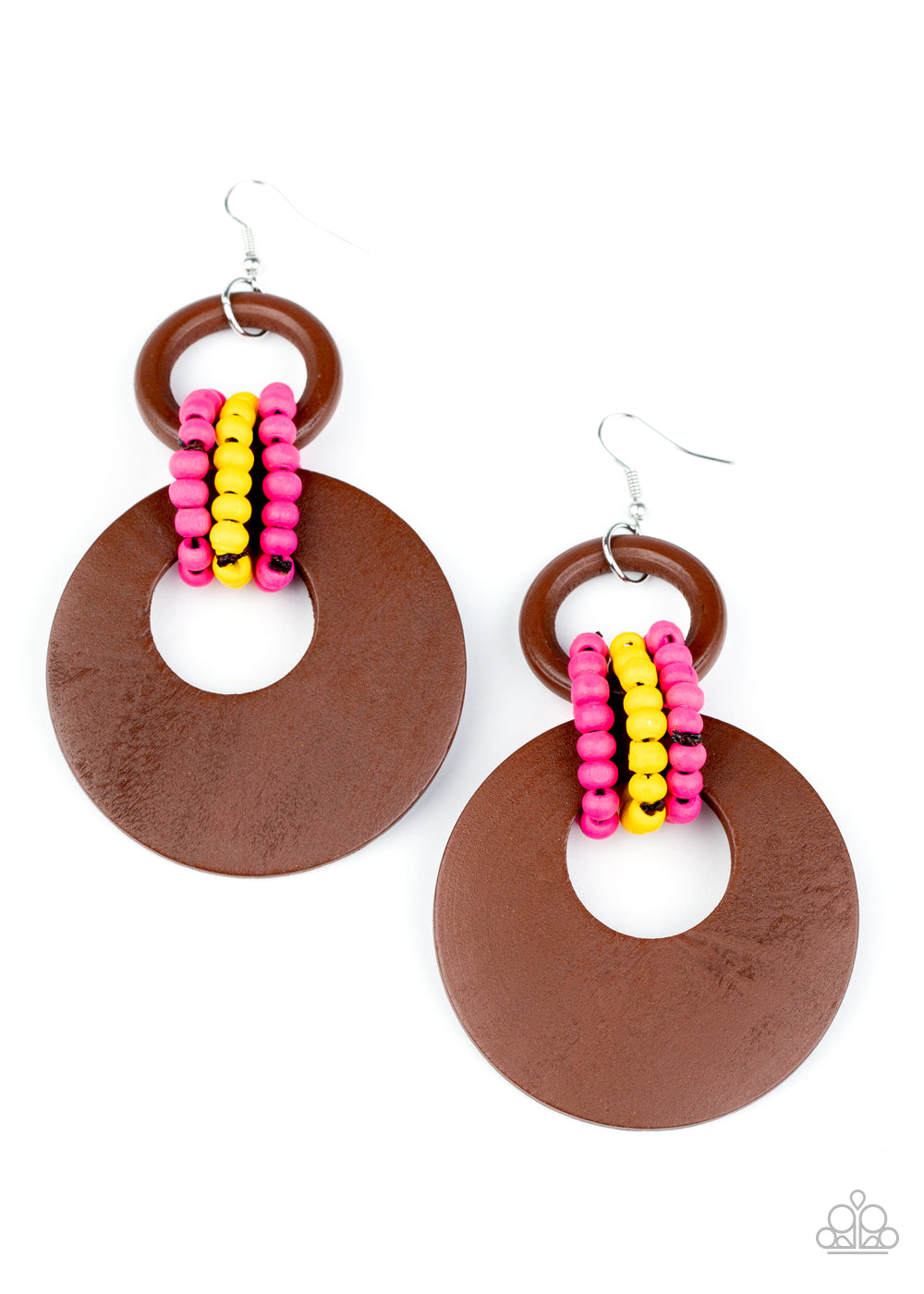 Beach Day Drama Multi Wooden Earring - Paparazzi Accessories