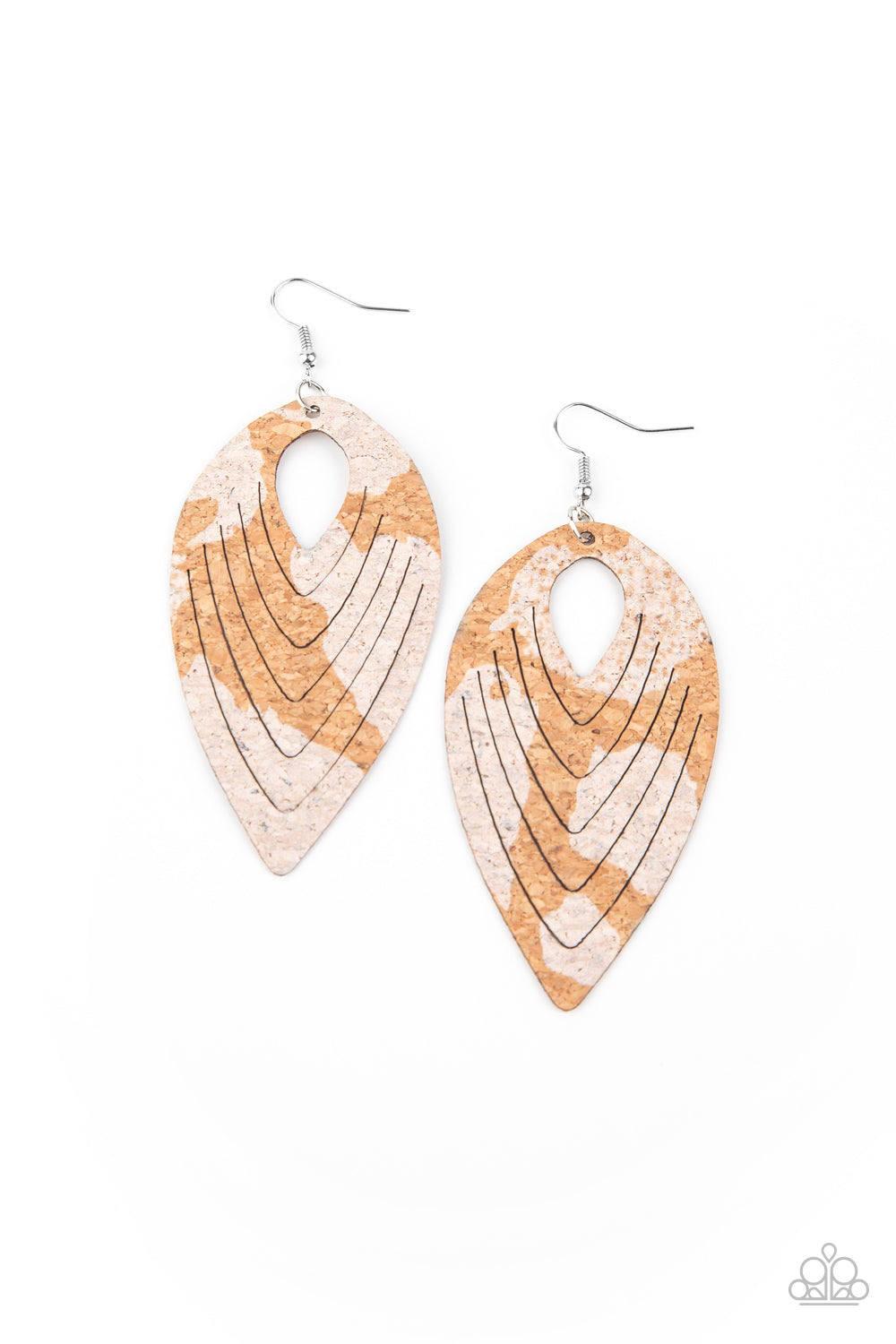 Cork Cabana White Earring - Paparazzi Accessories