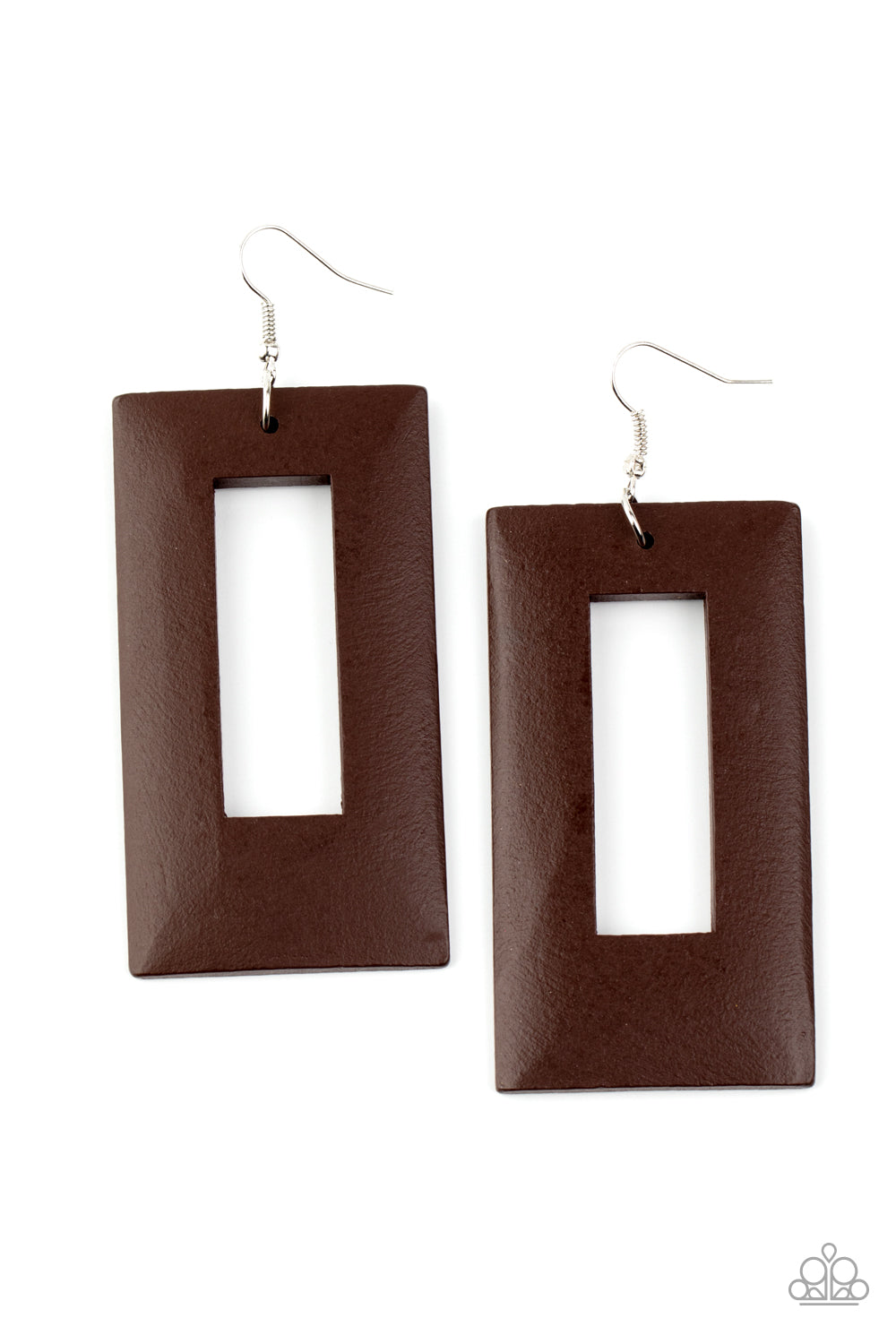 Totally Framed Brown Earring - Paparazzi Accessories