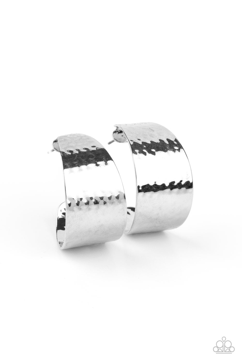 Flatten The Curve Silver Hoop Earring - Paparazzi Accessories