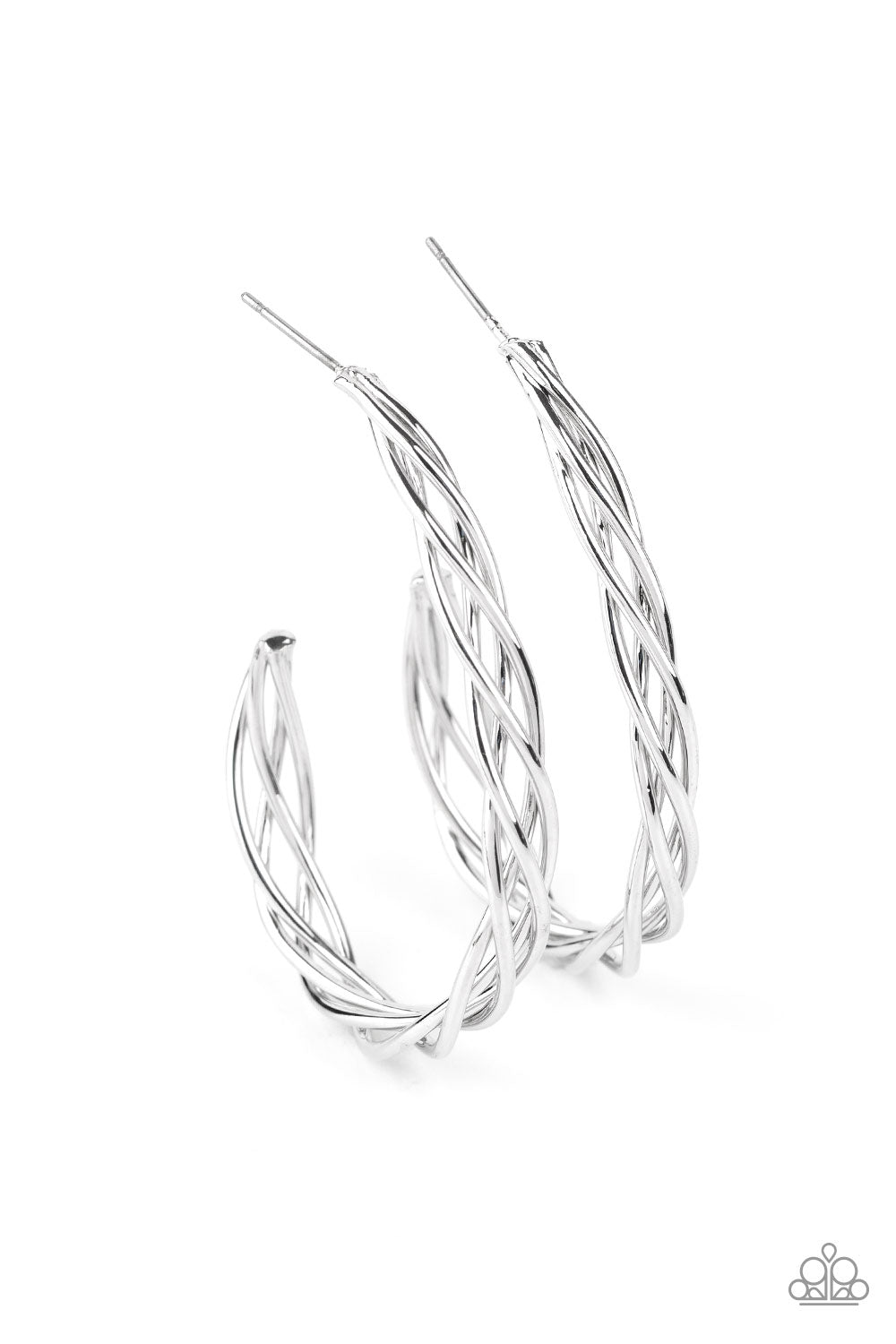Twisted Tango Silver Hoop Earring - Paparazzi Accessories