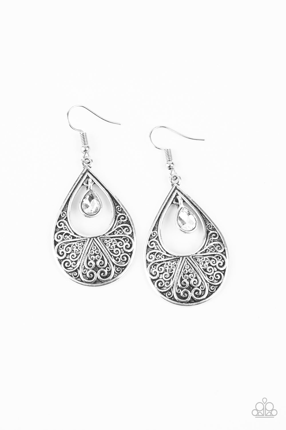 Garden Magic White Earring - Paparazzi Accessories
