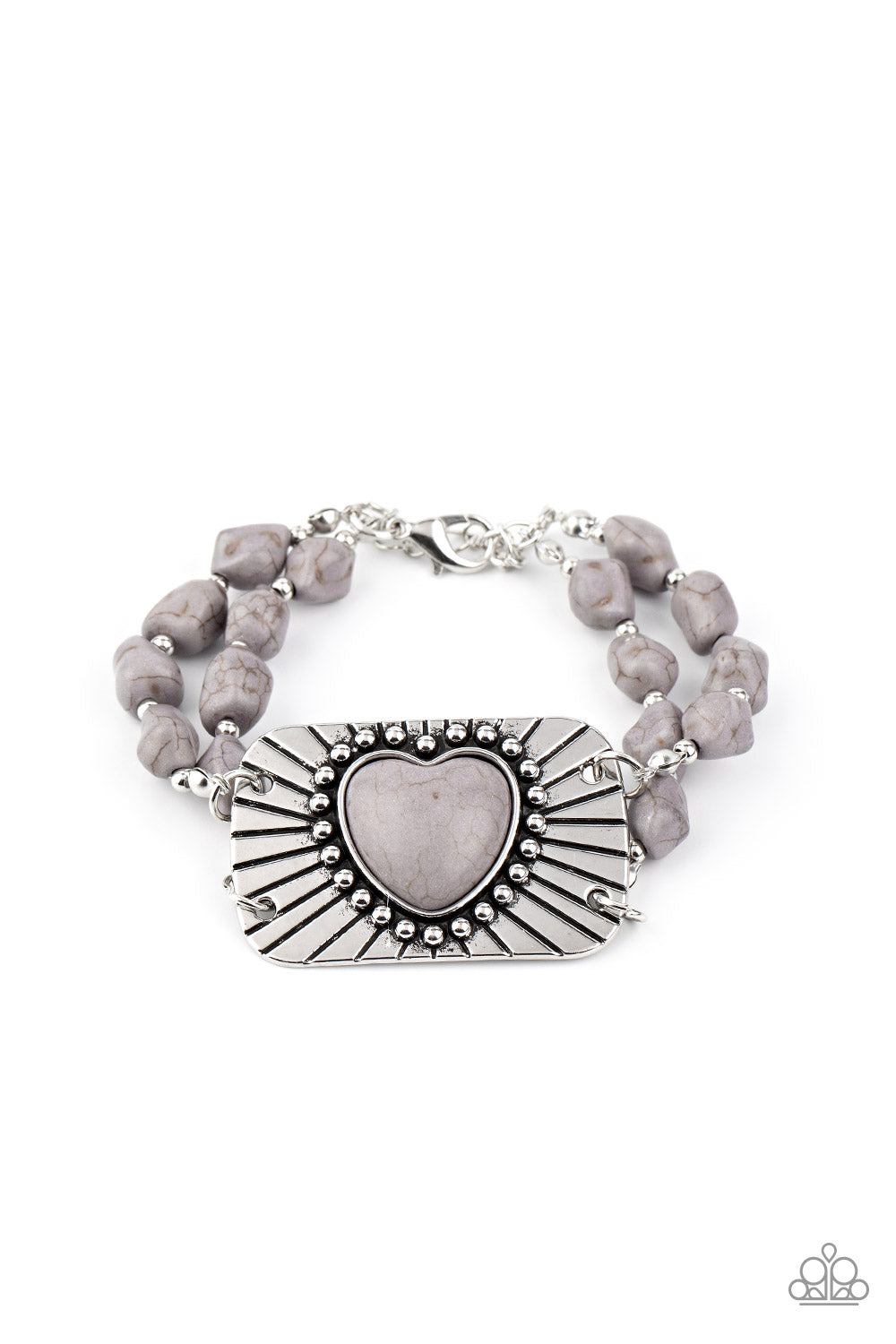 Sandstone Sweetheart Silver Bracelet - Paparazzi Accessories