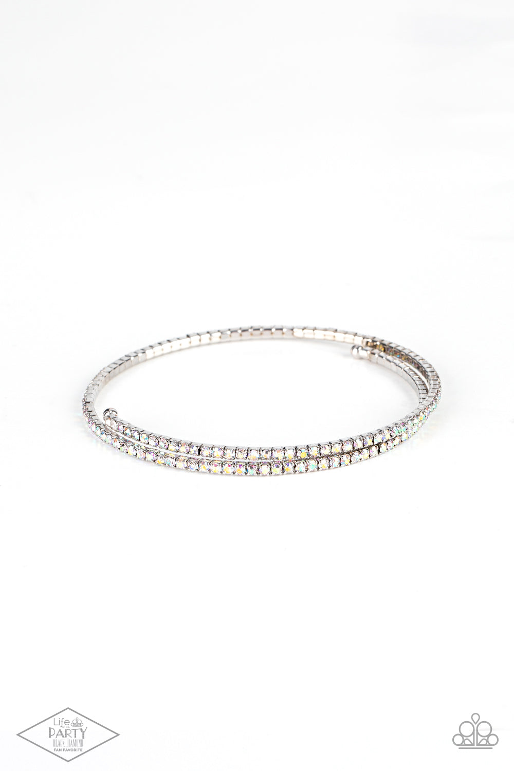 Sleek Sparkle Multi Bracelet - Paparazzi Accessories Dotted in dainty iridescent rhinestones, a flexible wire coils around the wrist for a refined flair. Sold as one individual bracelet. This Fan Favorite is back in the spotlight at the request of our 2021 Life of the Party member with Black Diamond Access, Brianne M.