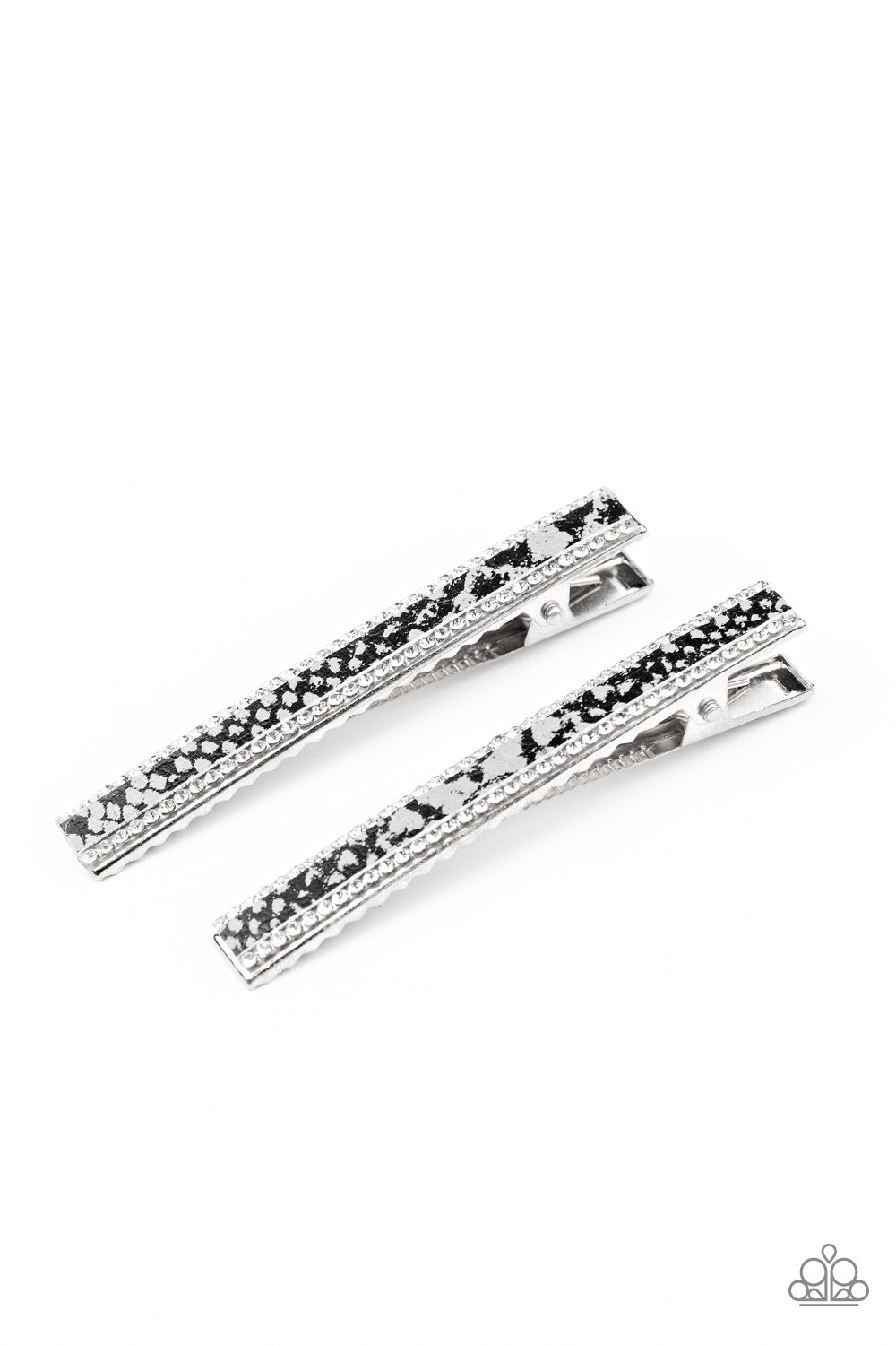 Rhinestone Jungle Silver Hair Clip - Paparazzi Accessories