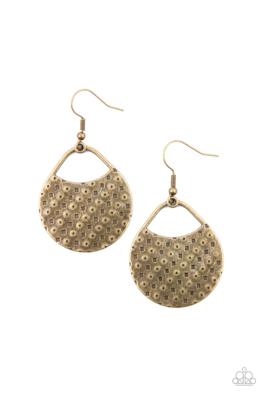 Im Sensing a Pattern Here Brass Earring - Paparazzi Accessories