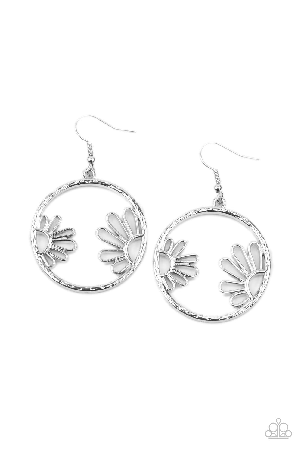 Demurely Daisy Silver Earring - Paparazzi Accessories
