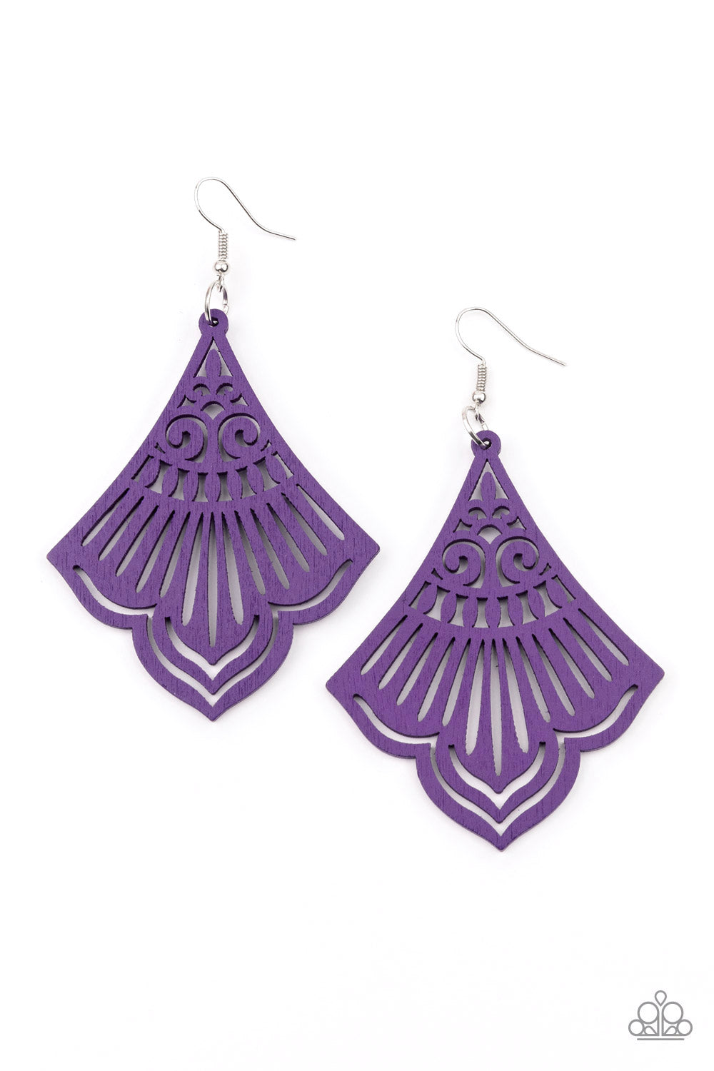 Eastern Escape Purple Wooden Earring - Paparazzi Accessories