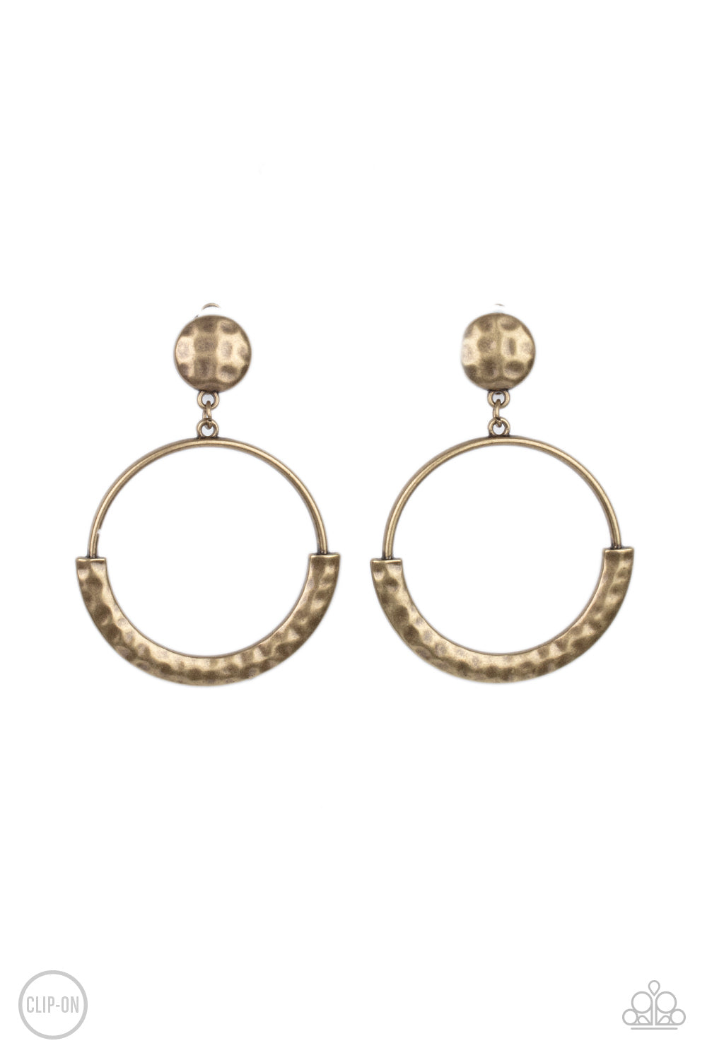 Rustic Horizons Brass Clip-On Earring - Paparazzi Accessories