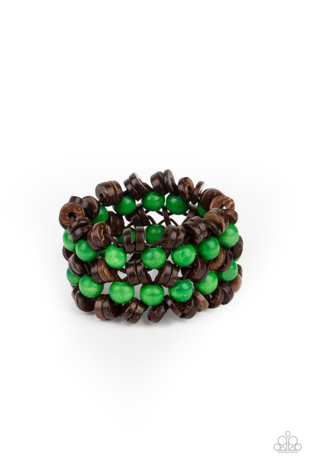 Tahiti Tourist Green Wooden Bracelet - Paparazzi Accessories