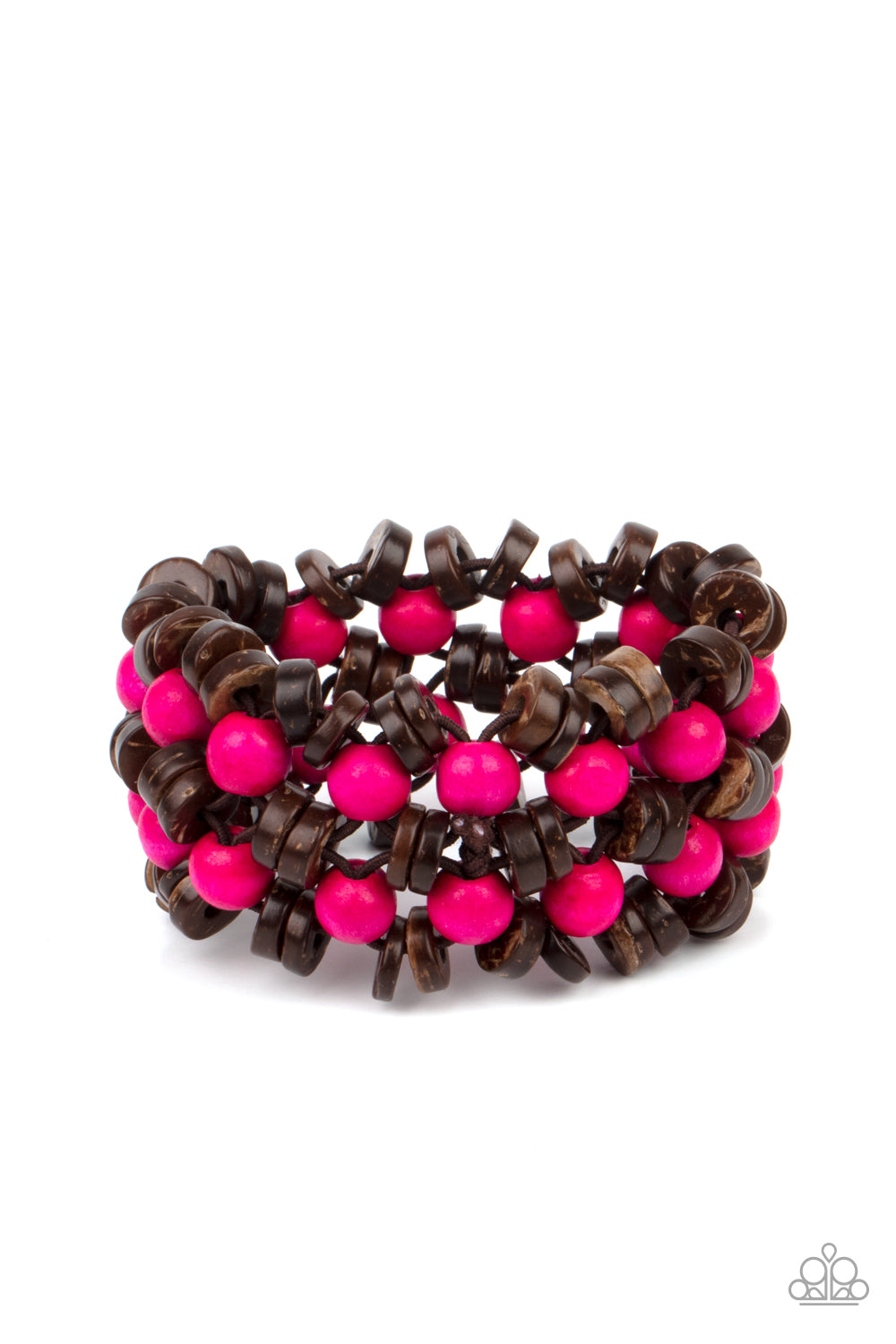 Tahiti Tourist Pink Wooden Bracelet - Paparazzi Accessories