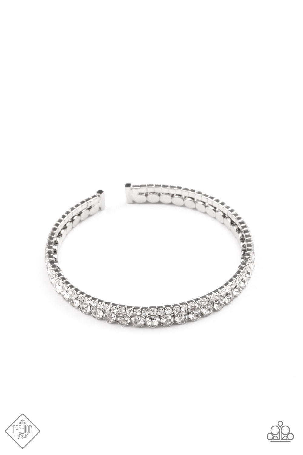 Fairytale Sparkle White Cuff Bracelet - Paparazzi Accessories