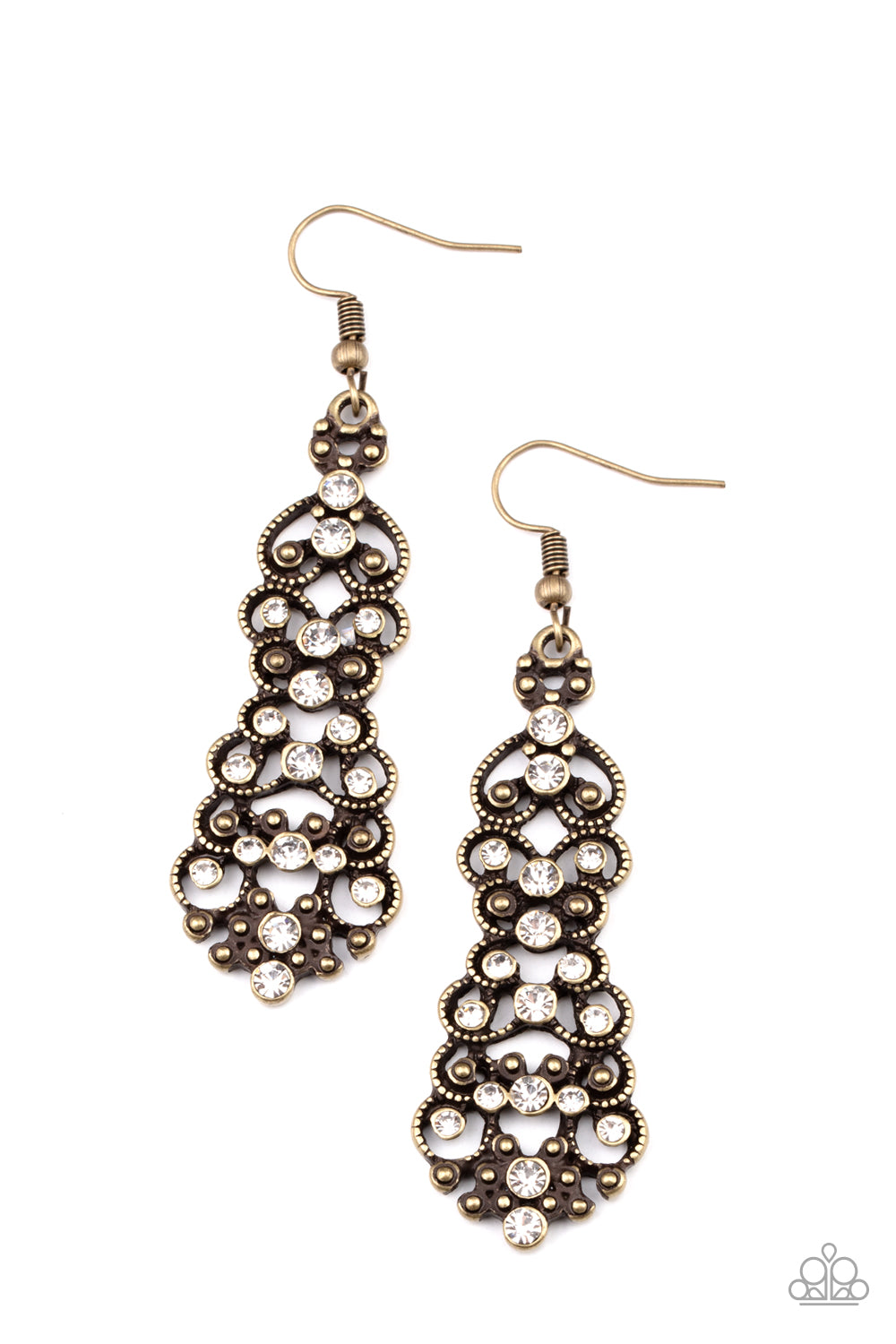 Diva Decorum Brass Earring - Paparazzi Accessories