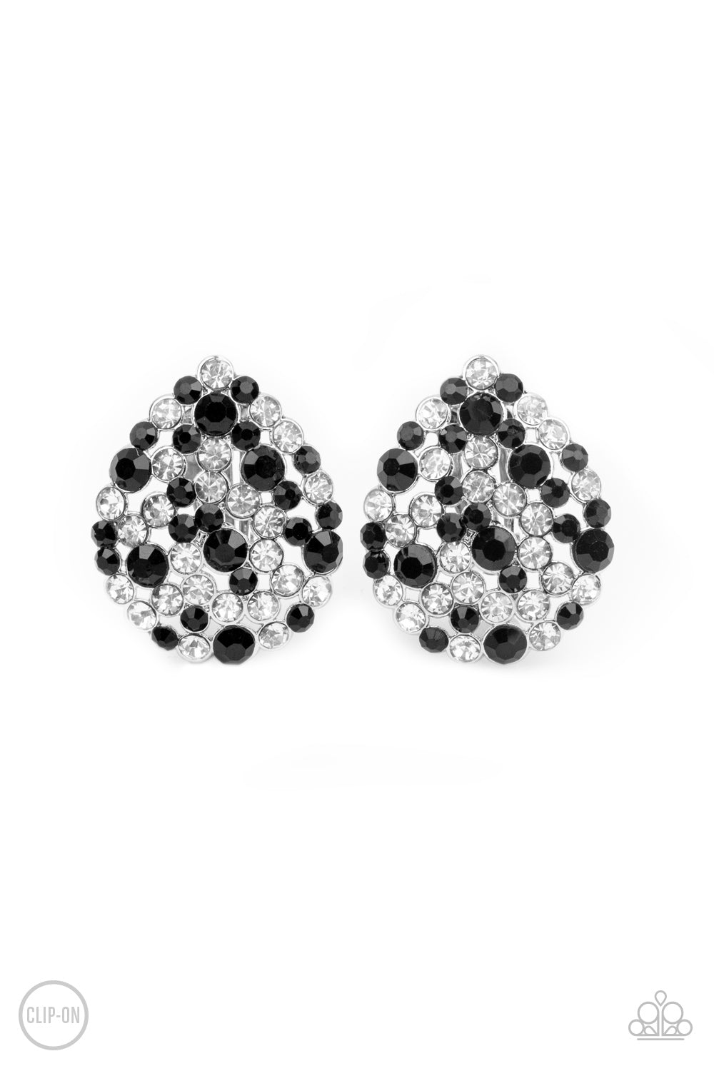 Elite League Black Clip-On Earring - Paparazzi Accessories