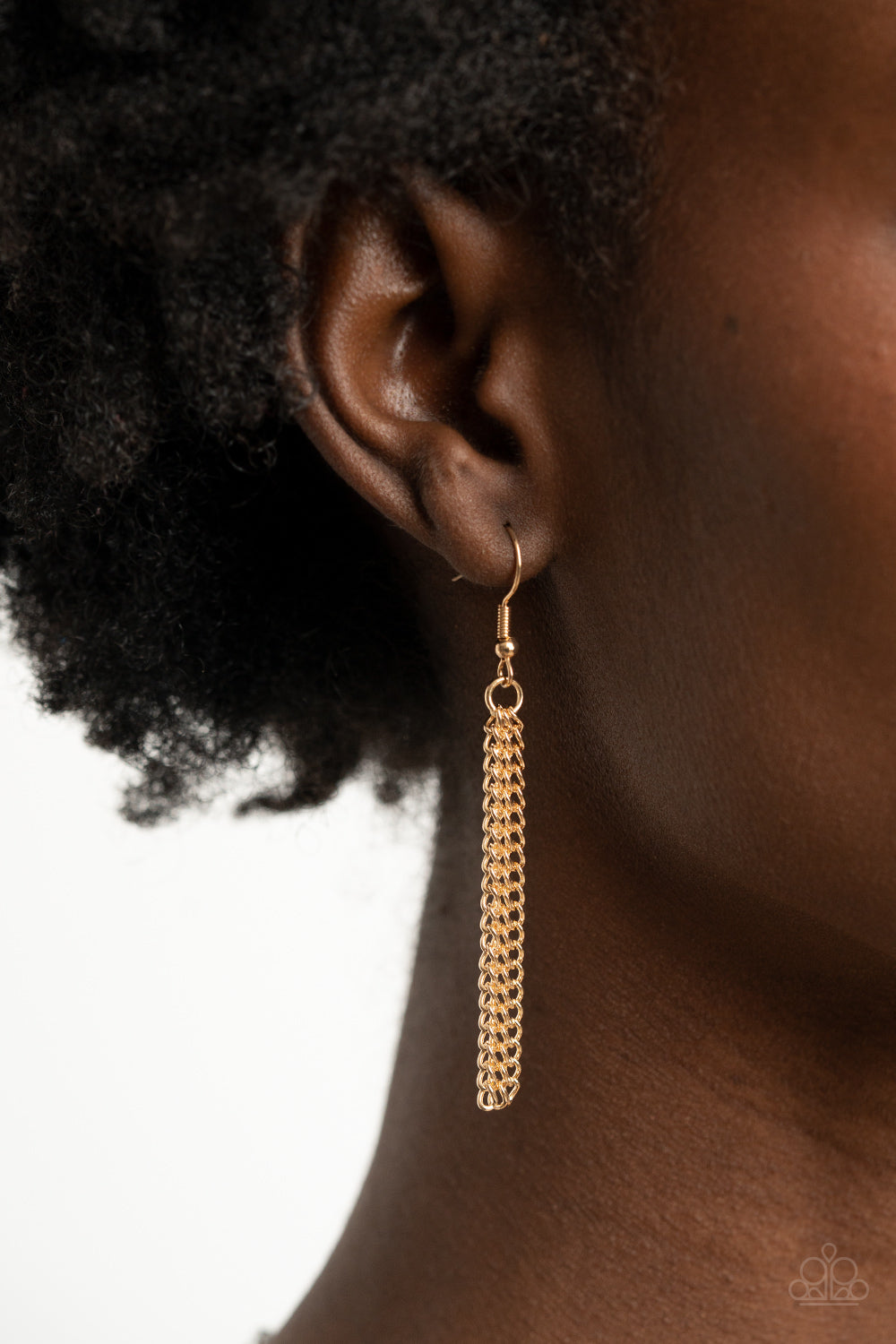 Metallic Merger Gold Necklace - Paparazzi Accessories Sections of glistening gold chains collide with shimmery silver chains below the collar, linking into dramatic layers for an edgy effect. Features an adjustable clasp closure. All Paparazzi Accessories are lead free and nickel free! Sold as one individual necklace. Includes one pair of matching earrings.