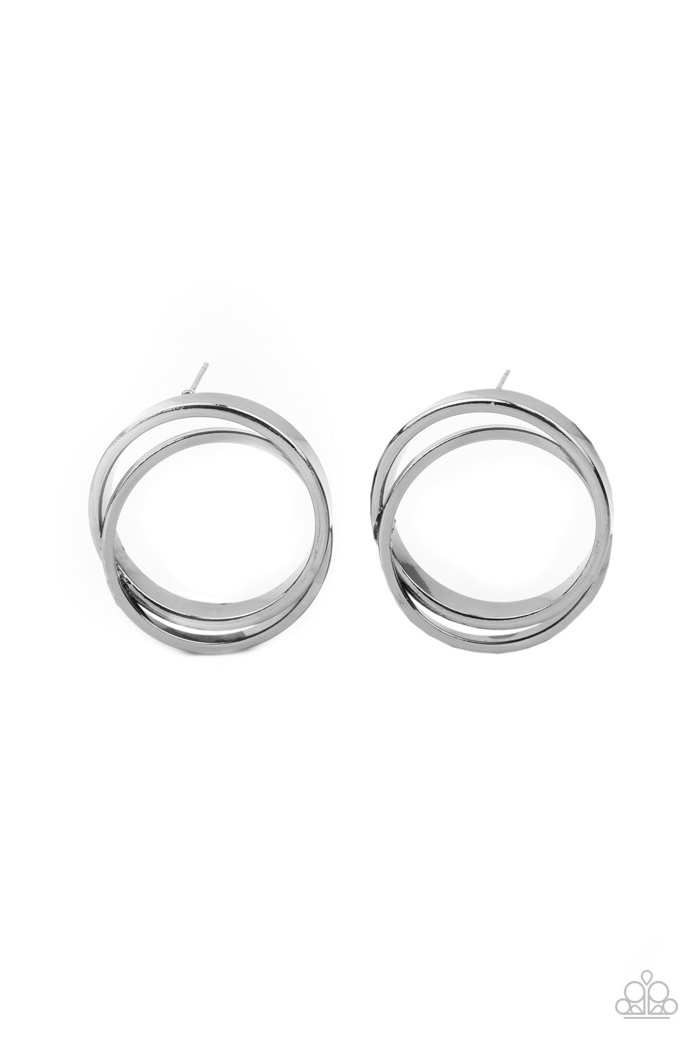Always In The Loop Black Post Earring - Paparazzi Accessories