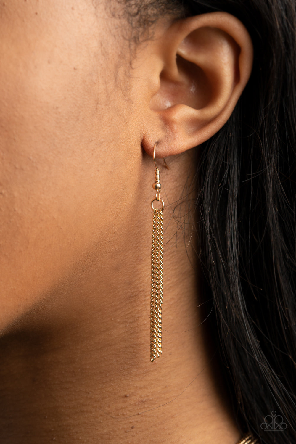 Save Your TIERS Gold Necklace - Paparazzi Accessories Row after row of dainty gold chains layer down the chest for a boldly tiered look. Features an adjustable clasp closure. All Paparazzi Accessories are lead free and nickel free! Sold as one individual necklace. Includes one pair of matching earrings.
