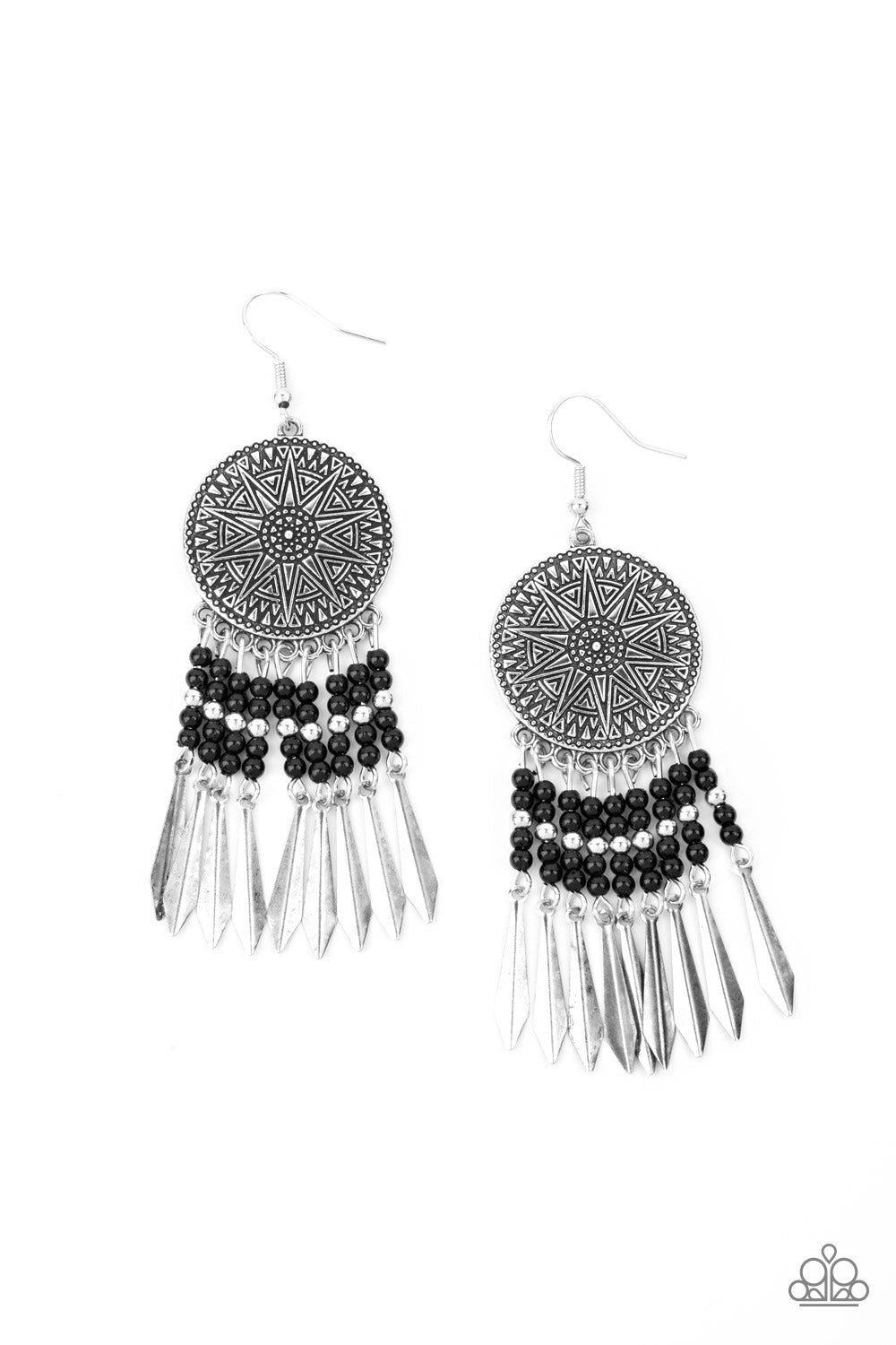 Sun Warrior Black Earring - Paparazzi Accessories