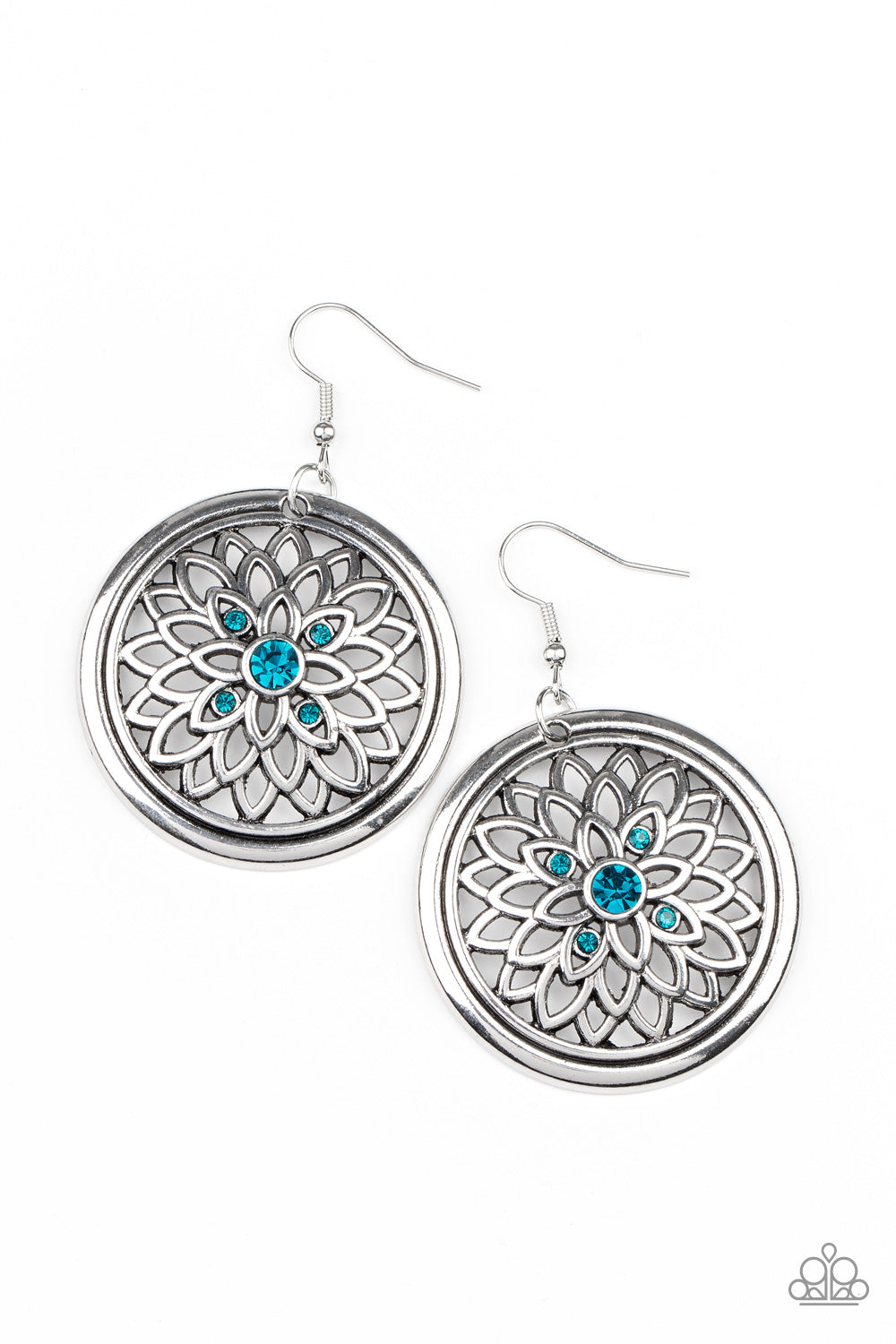 Mega Medallions Blue Earring - Paparazzi Accessories