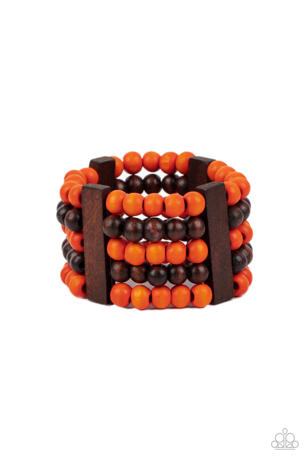 Caribbean Catwalk Orange Wooden Bracelet - Paparazzi Accessories