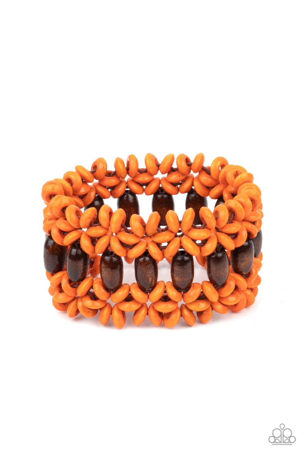 Bali Beach Retreat Orange Wooden Bracelet - Paparazzi Accessories