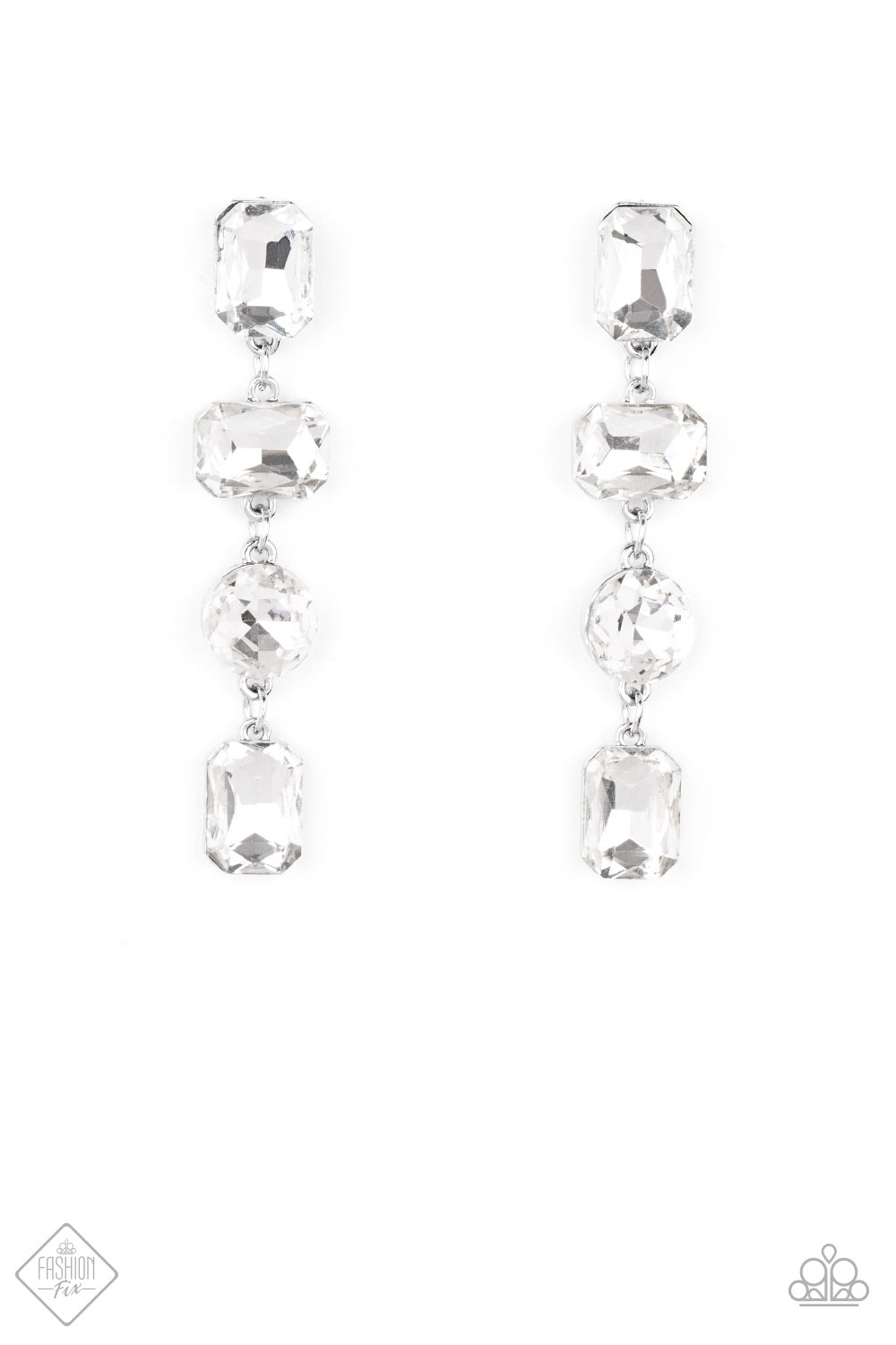 Cosmic Heiress White Rhinestone Earring - Paparazzi Accessories