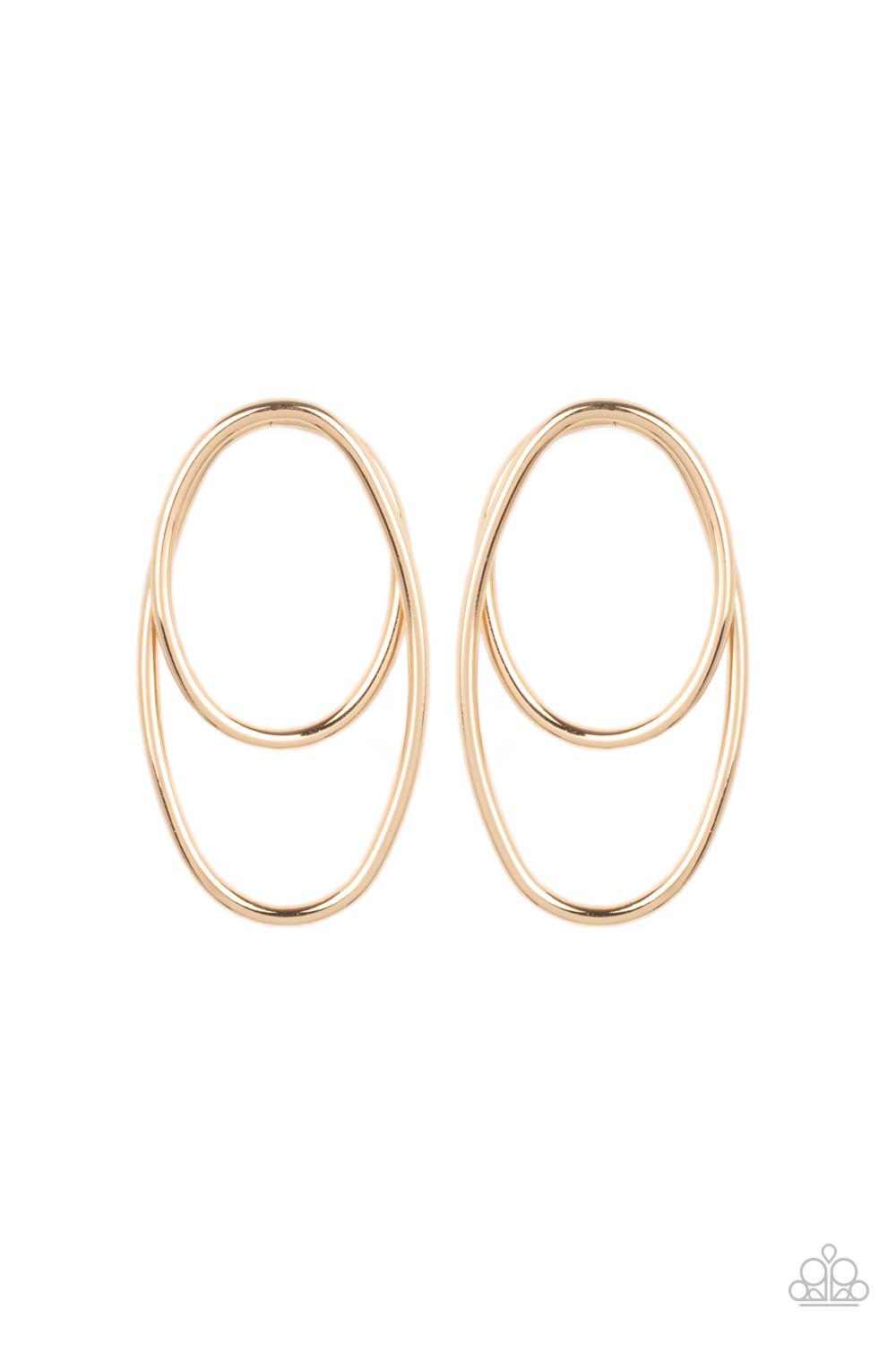 So OVAL-Dramatic Gold Earring - Paparazzi Accessories