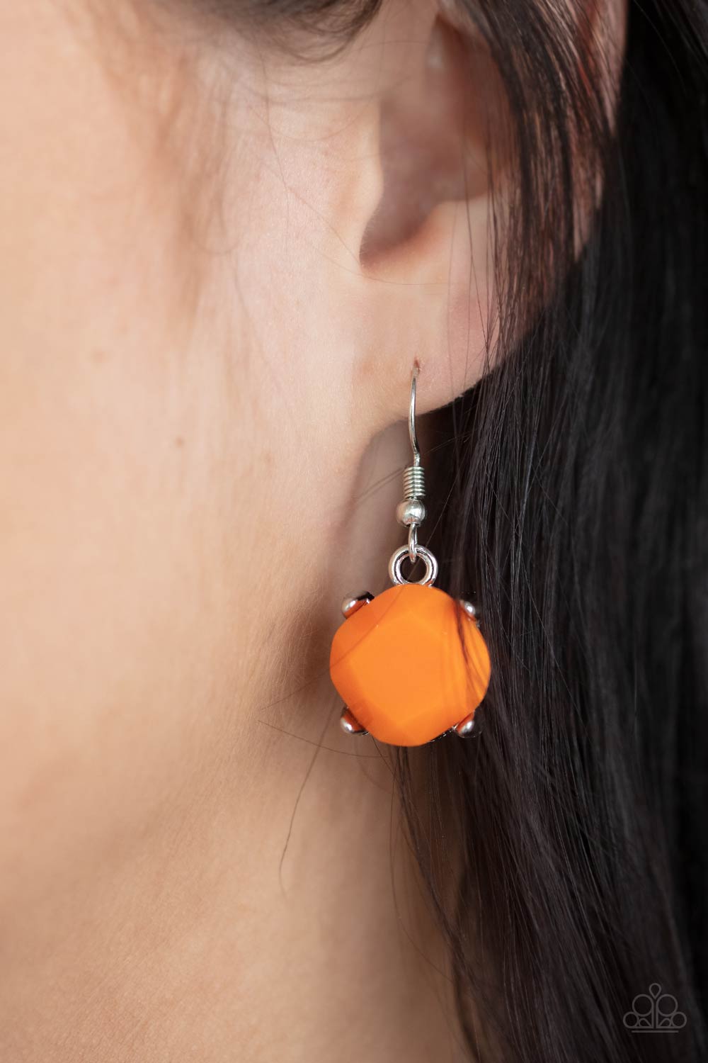 Prismatic Prima Donna Orange Necklace - Paparazzi Accessories. Encased in pronged silver fittings, faceted Marigold beads gradually increase in size as they link below the collar, creating a flamboyant pop of color. Features an adjustable clasp closure. All Paparazzi Accessories are lead free and nickel free! Sold as one individual necklace. Includes one pair of matching earrings.