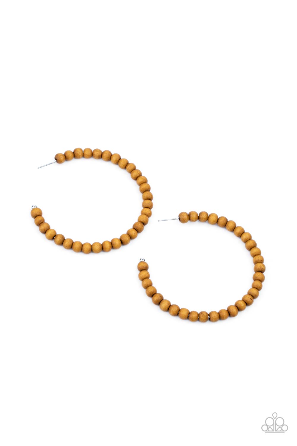 Should Have, Could Have, WOOD Have Brown Hoop Earring - Paparazzi Accessories Brown wooden beads are threaded along a dainty wire, creating an earthy hoop. Earring attaches to a standard post fitting. Hoop measures approximately 2 1/2" in diameter. All Paparazzi Accessories are lead free and nickel free! Sold as one pair of hoop earrings.
