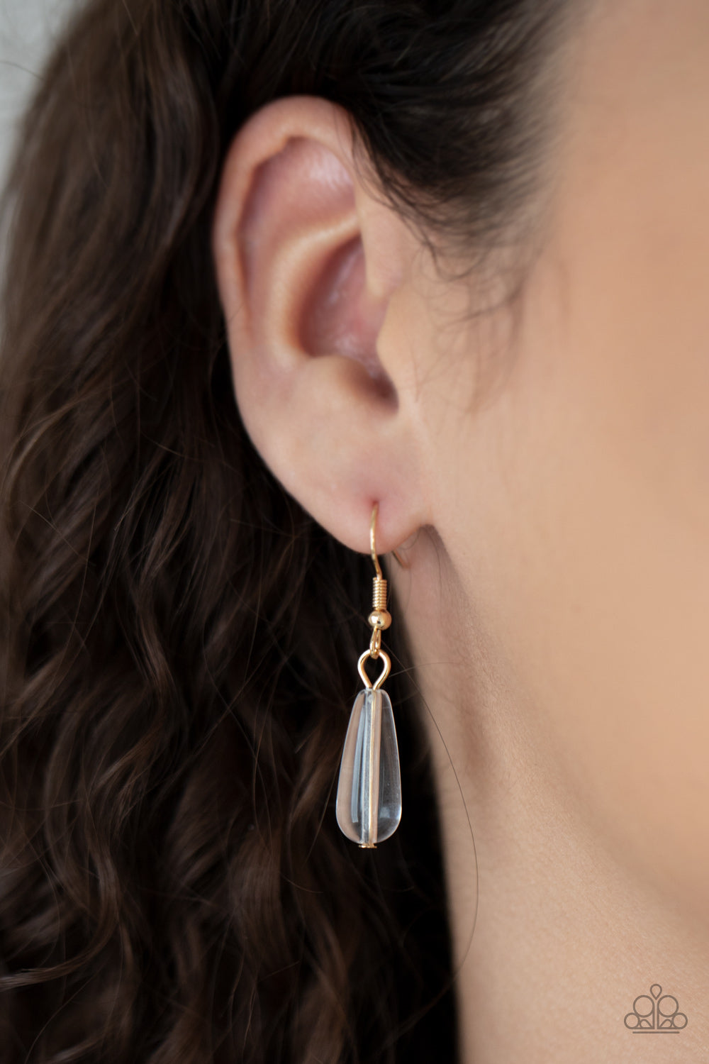 Dripping With DIVA-ttitude Gold Necklace - Paparazzi Accessories Glassy, pearly, and gold beaded teardrops elegantly drip along a classic gold chain across the chest. Matching beads cascade from an extended tassel, creating a glamorously clustered pendant. Features an adjustable clasp closure. All Paparazzi Accessories are lead free and nickel free! Sold as one individual necklace. Includes one pair of matching earrings.