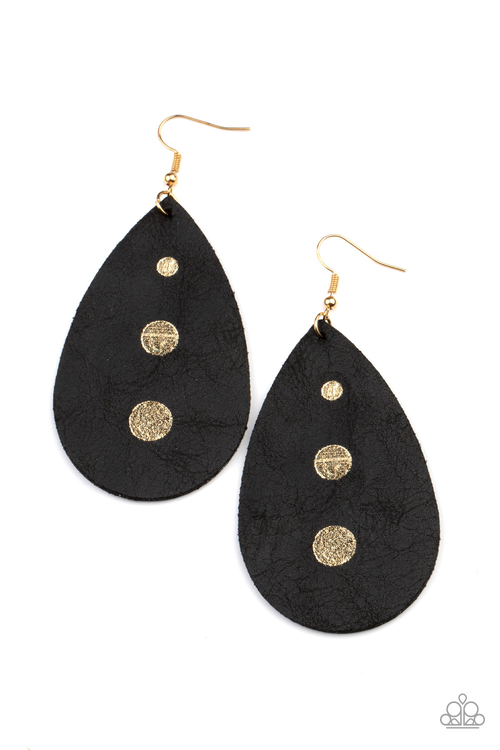 Rustic Torrent Black Leather Earring - Paparazzi Accessories