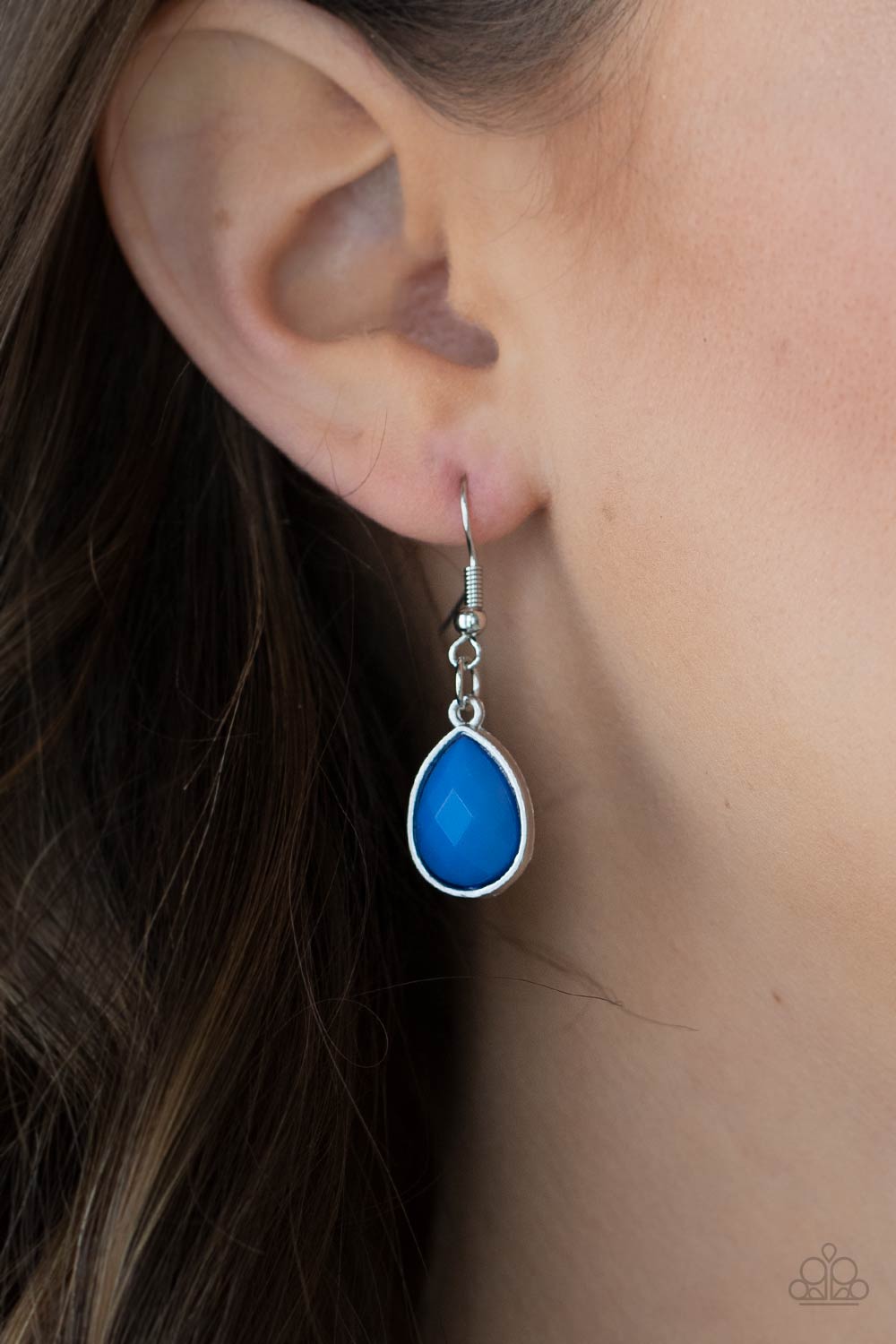 Mystical Mirage Blue Necklace- Paparazzi Accessories Featuring the vibrant hue of French Blue, mismatched teardrop, rectangular, and round beaded frames delicately link below the collar. Hints of glassy white rhinestones are scattered throughout the display, adding a dash of refinement to the colorful statement piece. Features an adjustable clasp closure. Sold as one individual necklace. Includes one pair of matching earrings.