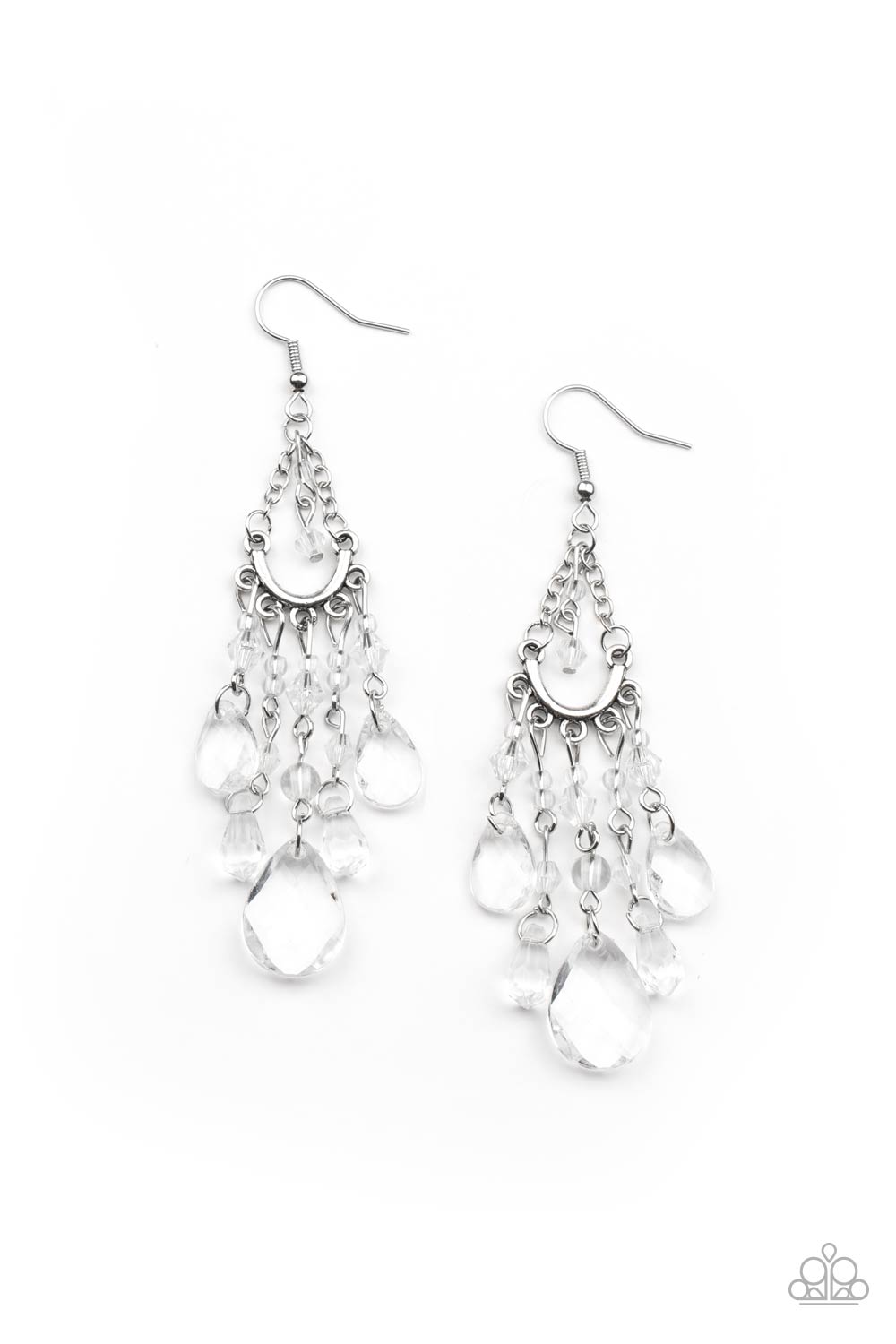 Paid Vacation White Earring - Paparazzi Accessories
