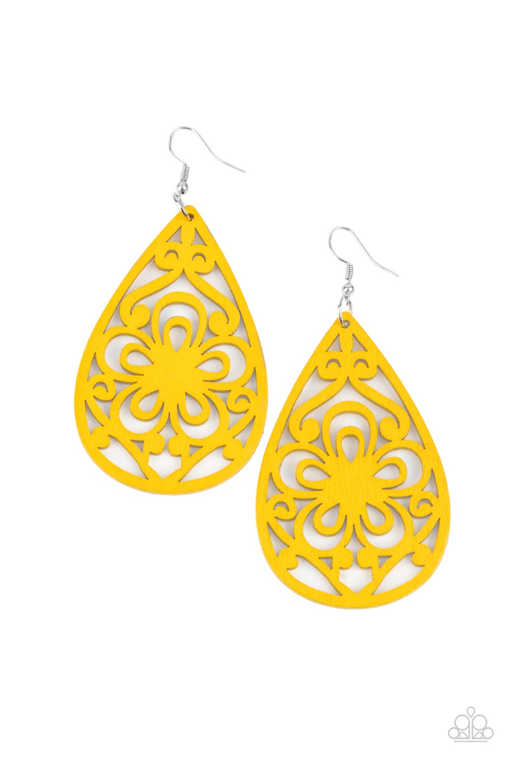 Marine Eden Yellow Wood Earring - Paparazzi Accessories
