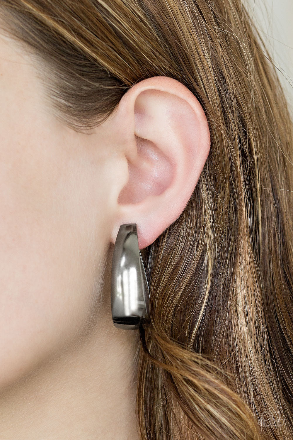 Gypsy Belle Black Hoop Earring - Paparazzi Accessories - jazzy-jewels-gems