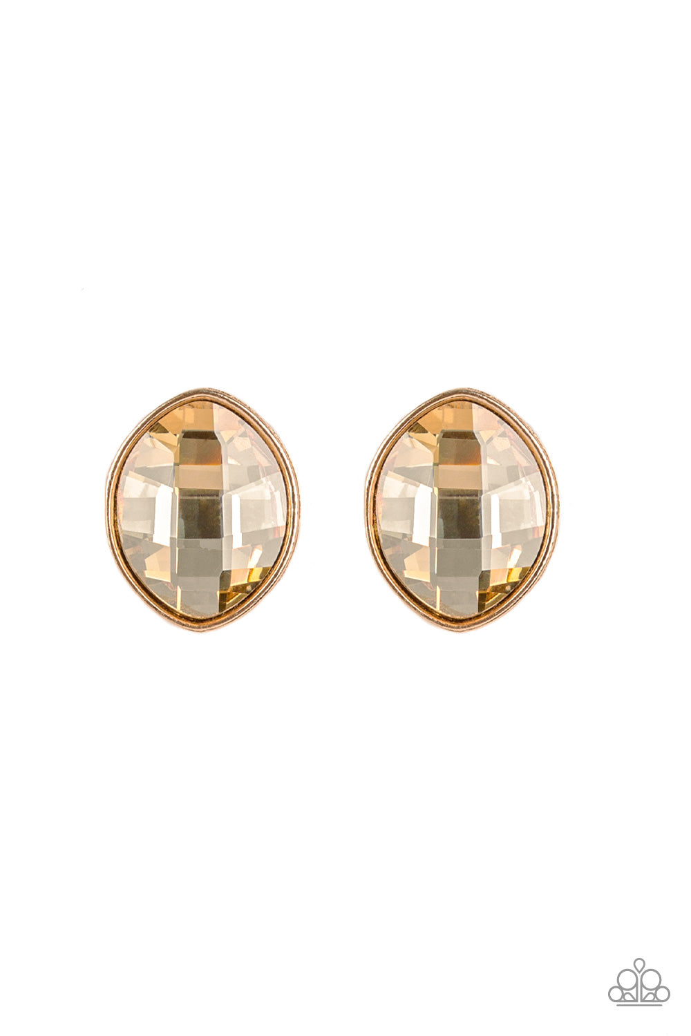 Movie Star Sparkle Gold Post Earring - Paparazzi Accessories - jazzy-jewels-gems