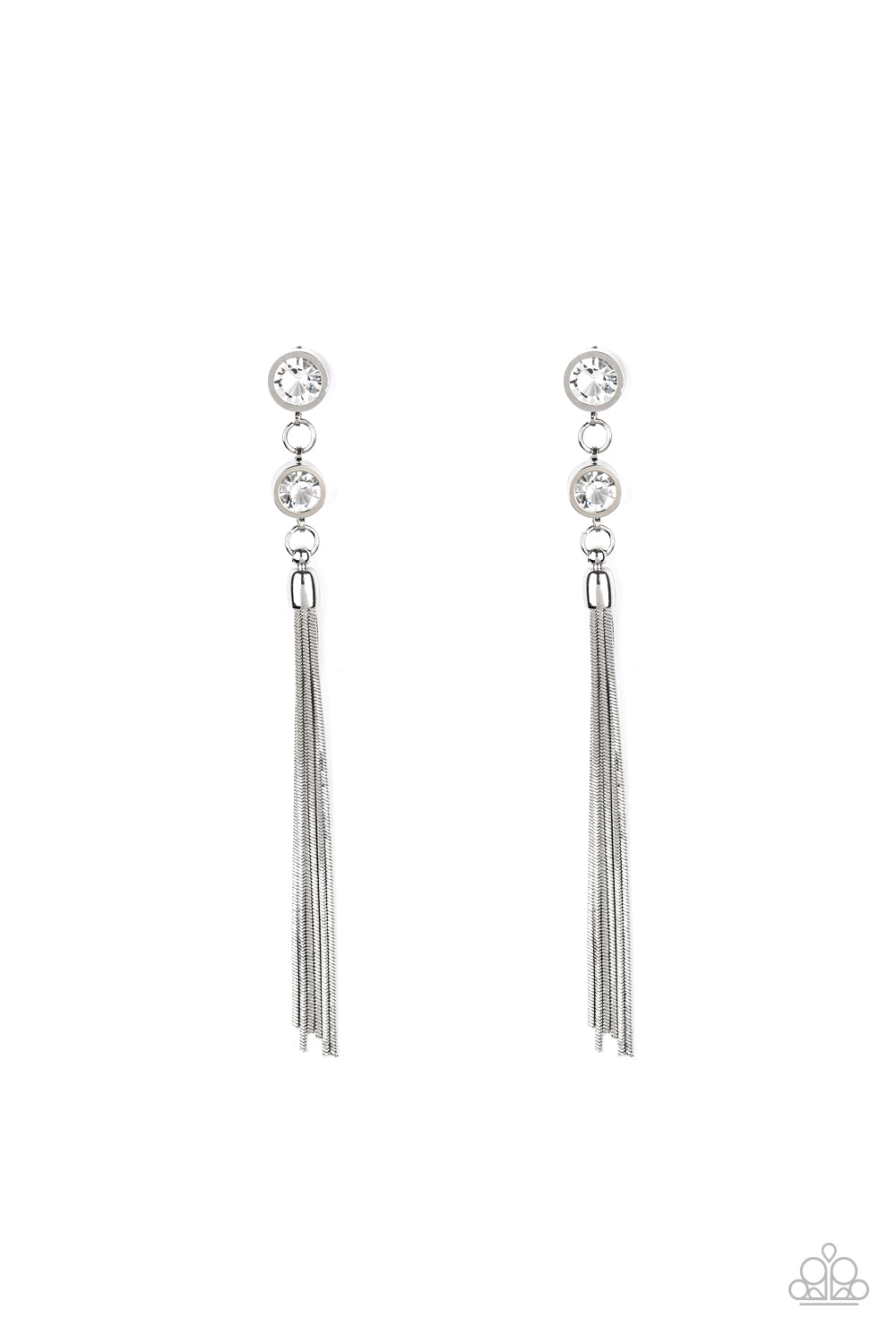 Tassel Twinkle White Earring - Paparazzi Accessories