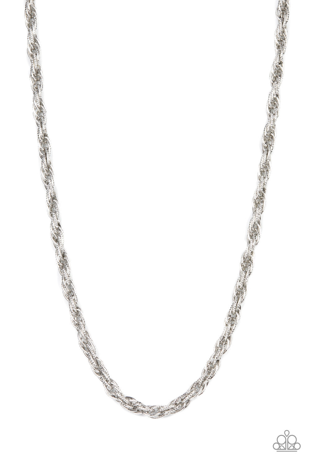 Pit Stop Silver Necklace - Paparazzi Accessories Featuring diamond cut edges, oval silver links triple-link across the chest, resulting in an edgy statement. Features an adjustable clasp closure. Sold as one individual necklace.