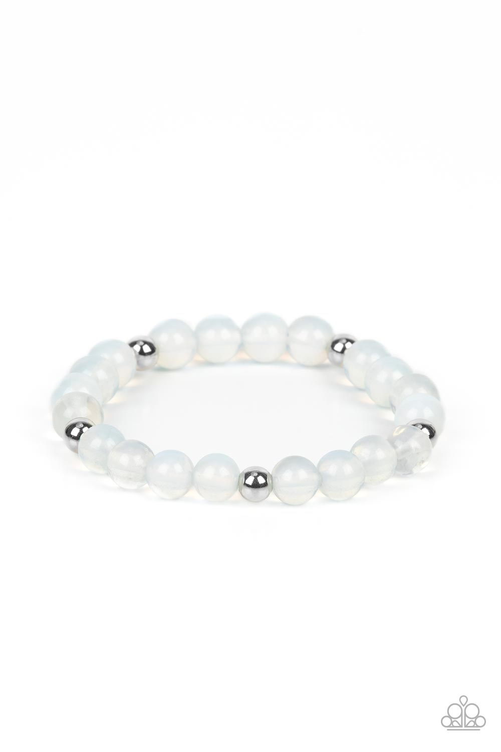 Forever and a DAYDREAM White Urban Bracelet - Paparazzi Accessories Infused with silver accents, a dreamy collection of glassy and opalescent white beads are threaded along a stretchy band around the wrist for an enchanting glow. Sold as one individual bracelet.