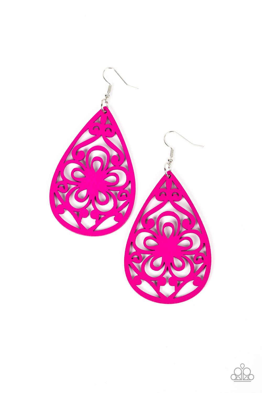Marine Eden Pink Wooden Earring - Paparazzi Accessories
