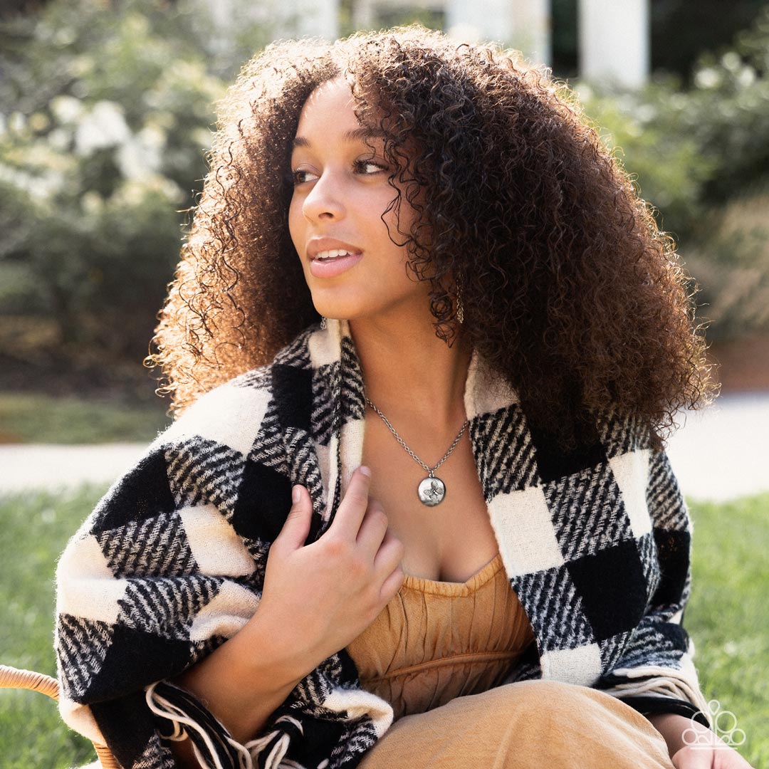 Monarch Meadow Silver Butterfly Necklace - Paparazzi Accessories