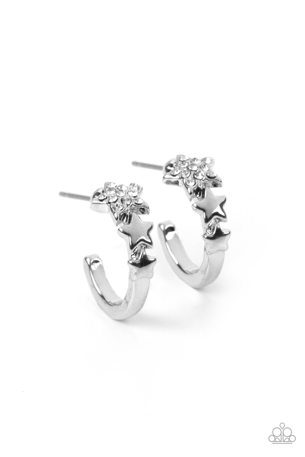 Starfish Showpiece White Hoop Earring - Paparazzi Accessories