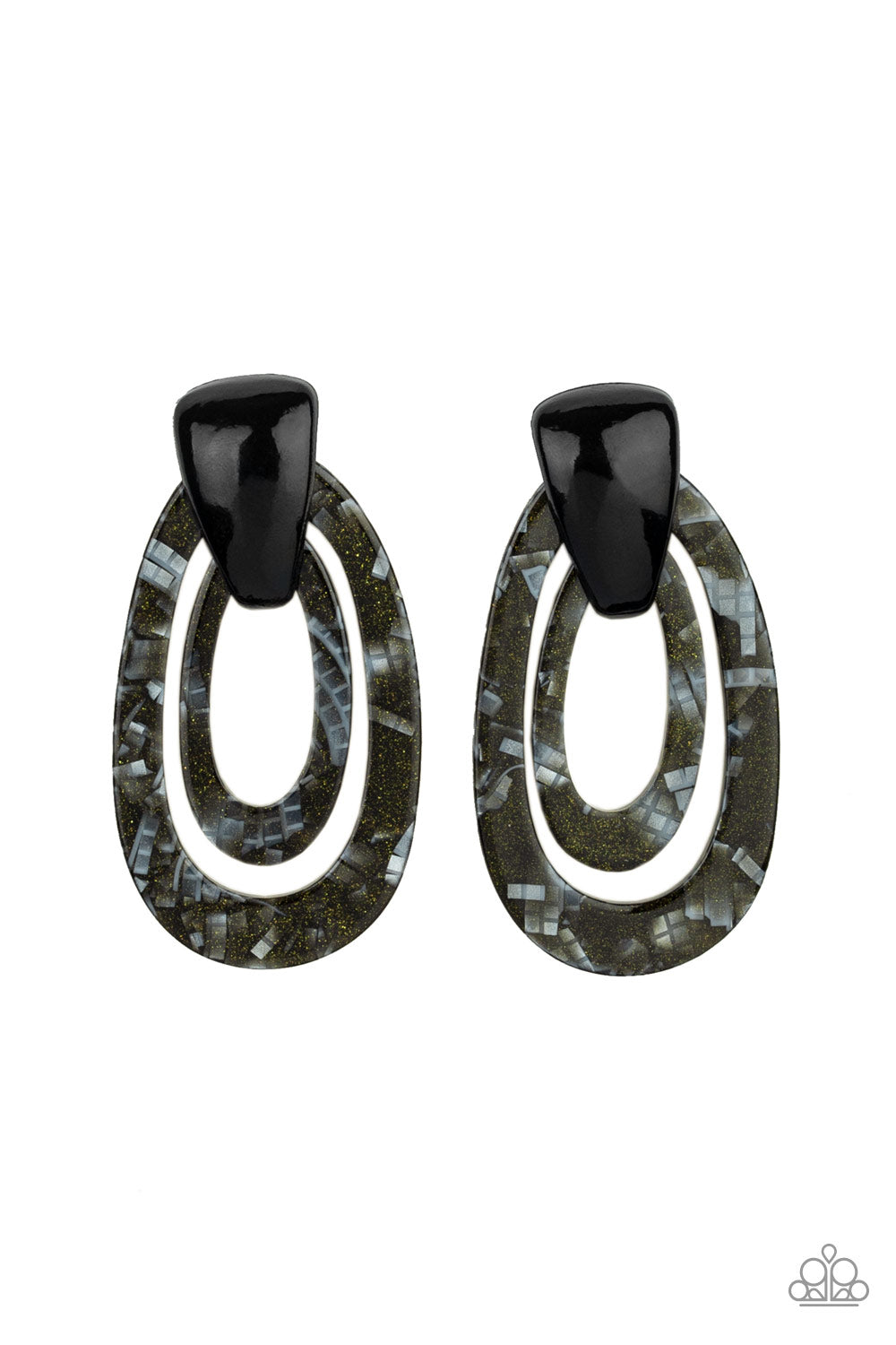 The HAUTE Zone Black Acrylic Earring - Paparazzi Accessories
