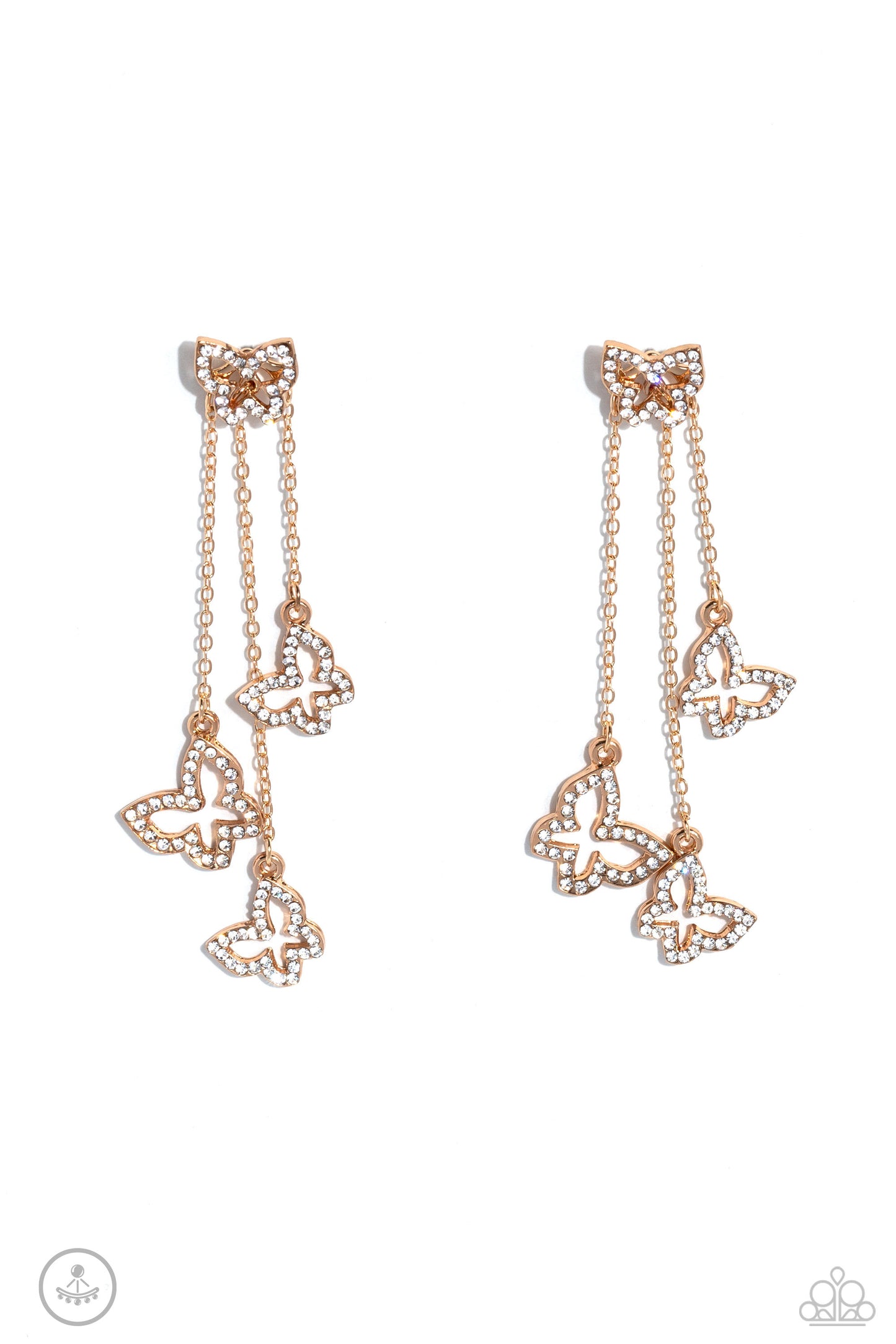 Boisterous Butterfly Gold Jacket Earring - Paparazzi Accessories